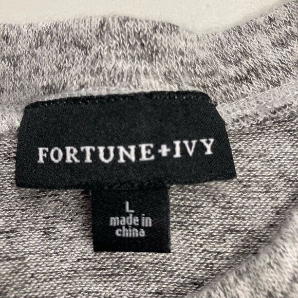 FORTUNE + IVY, Women’s Regina Hacci Knit Dress Sz‎ L, Heather Gray, Long Sleeves - Picture 11 of 12